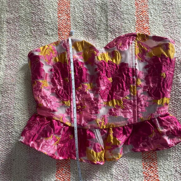 NWOT Altar'd State Floral Jacquard Peplum Corset Top - Picture 3 of 7